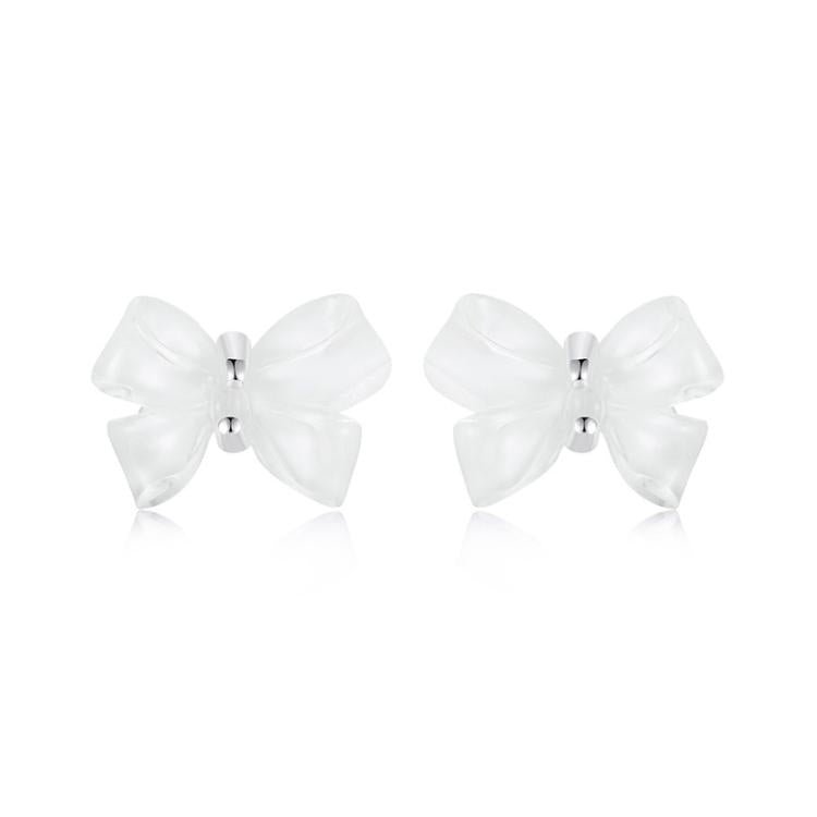 S925 Sterling Silver Oxidized Bowknot Female Earrings