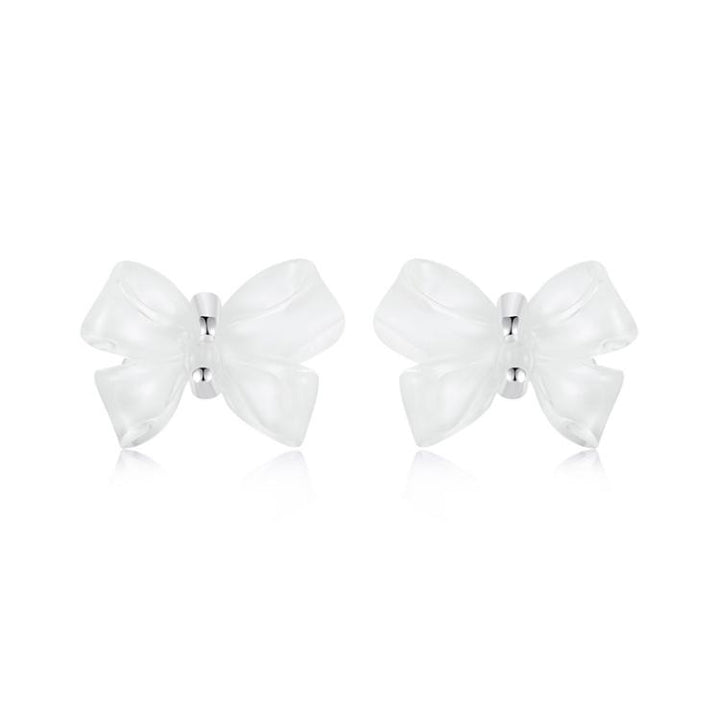 S925 Sterling Silver Oxidized Bowknot Female Earrings