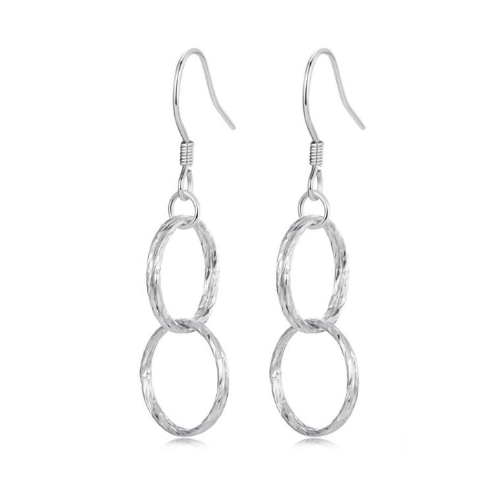 S925 Sterling Silver Platinum-plated Long Hoop Earrings