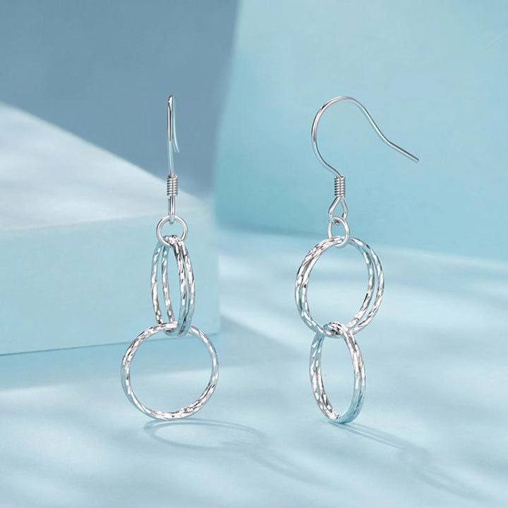 S925 Sterling Silver Platinum-plated Long Hoop Earrings