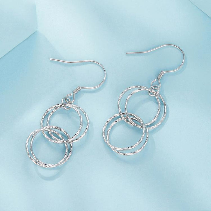 S925 Sterling Silver Platinum-plated Long Hoop Earrings