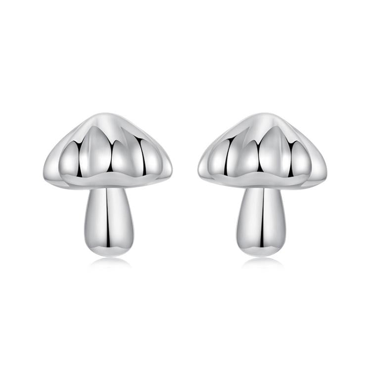 S925 Sterling Silver Oxidized Cute Mushroom Earrings