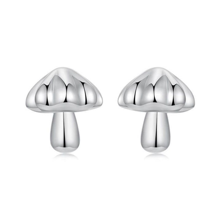 S925 Sterling Silver Oxidized Cute Mushroom Earrings