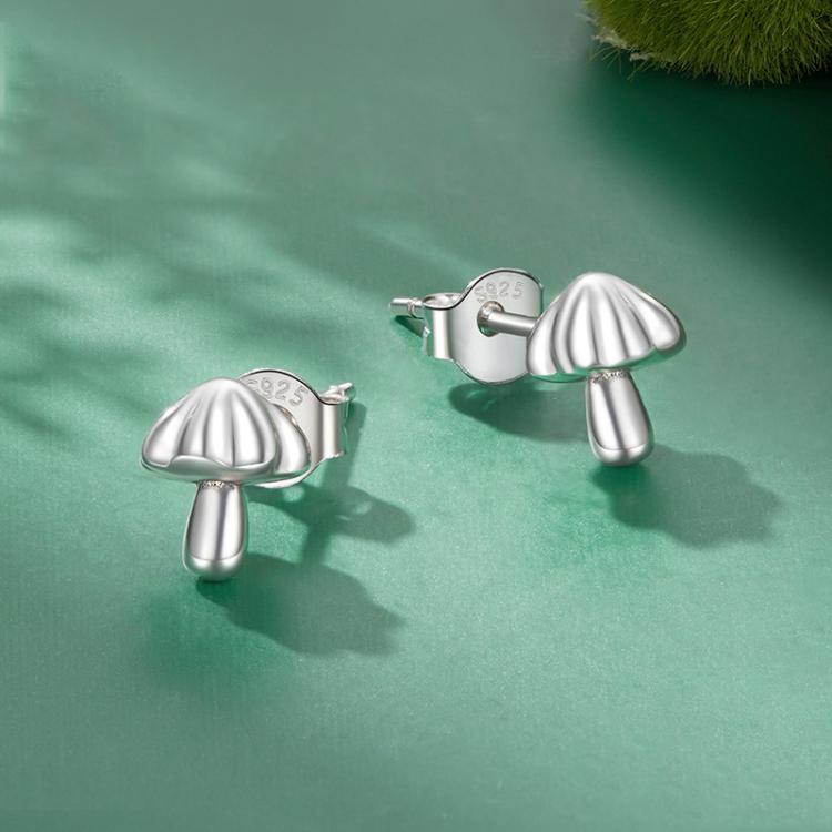 S925 Sterling Silver Oxidized Cute Mushroom Earrings