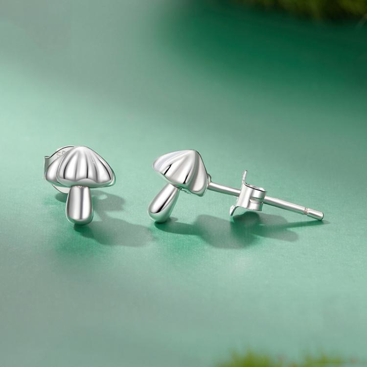 S925 Sterling Silver Oxidized Cute Mushroom Earrings