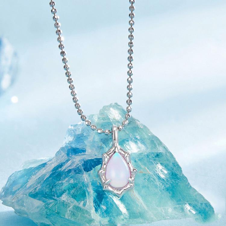 S925 Sterling Silver Platinum-plated Fantasy Aurora Opal Necklace