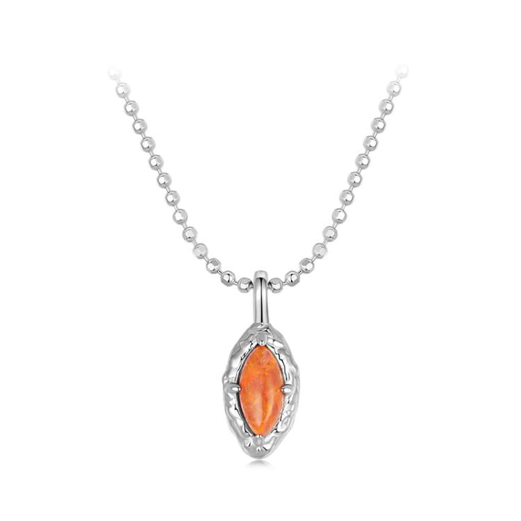 S925 Sterling Silver Platinum-plated Flame Opal Necklace Elegant Clavicle Chain