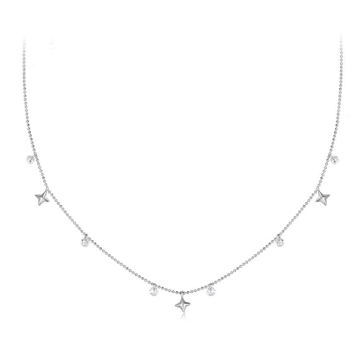 S925 Sterling Silver Platinum-Plated Dynamic Starry Sky Tassel Necklace