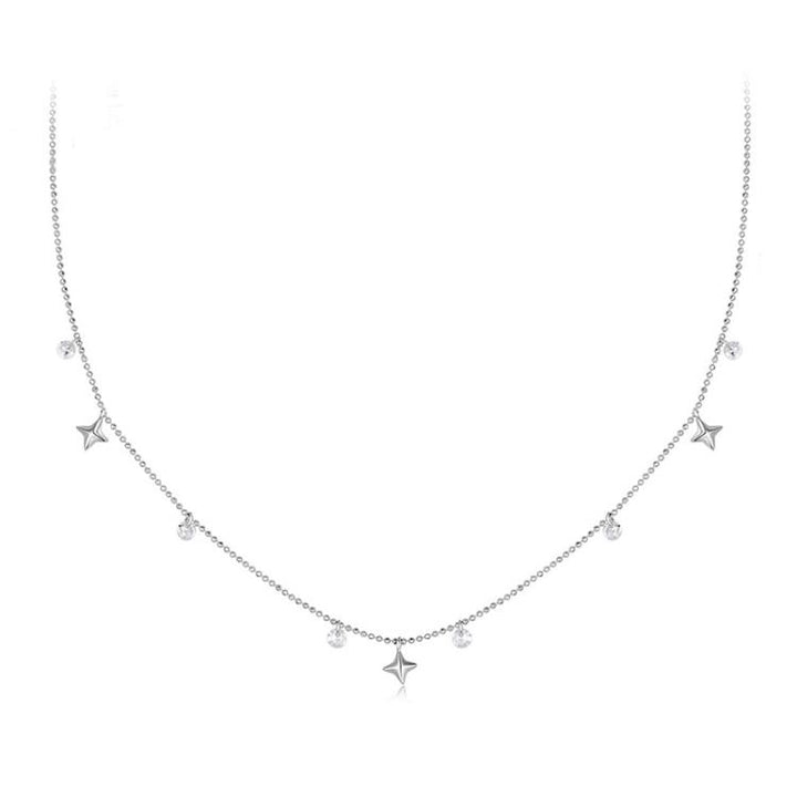 S925 Sterling Silver Platinum-Plated Dynamic Starry Sky Tassel Necklace