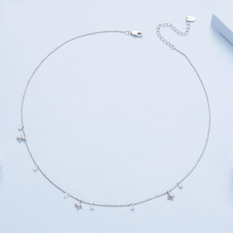 S925 Sterling Silver Platinum-Plated Dynamic Starry Sky Tassel Necklace