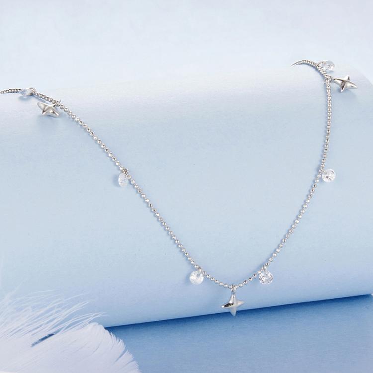 S925 Sterling Silver Platinum-Plated Dynamic Starry Sky Tassel Necklace