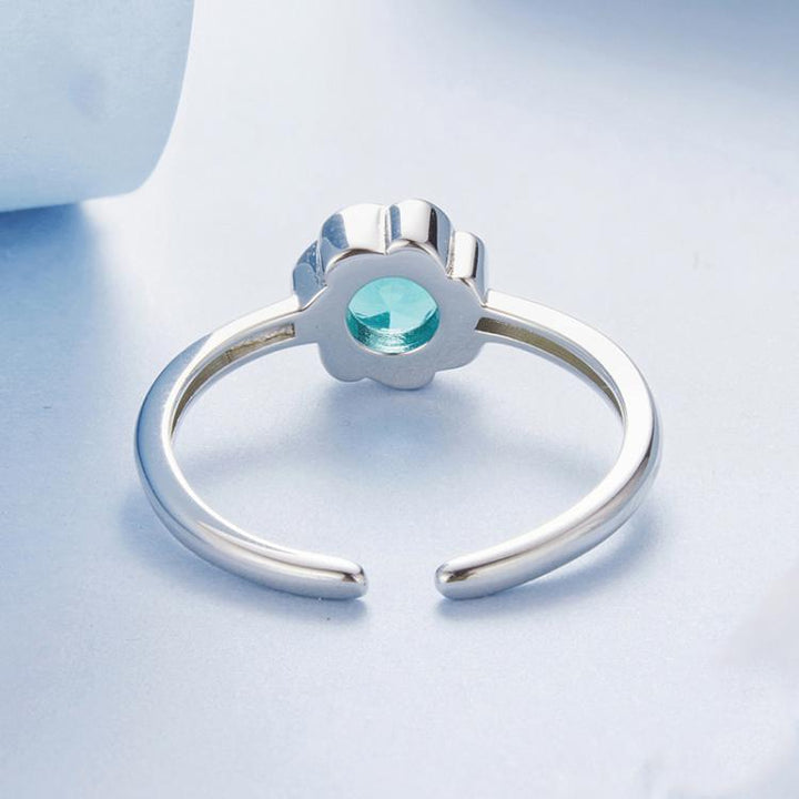 S925 Sterling Silver Flower Shape Opening Adjustable Ring