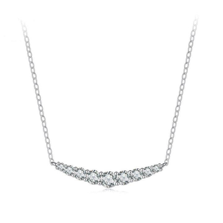 S925 Sterling Silver Smiling Moissanite Necklace Elegant Clavicle Chain