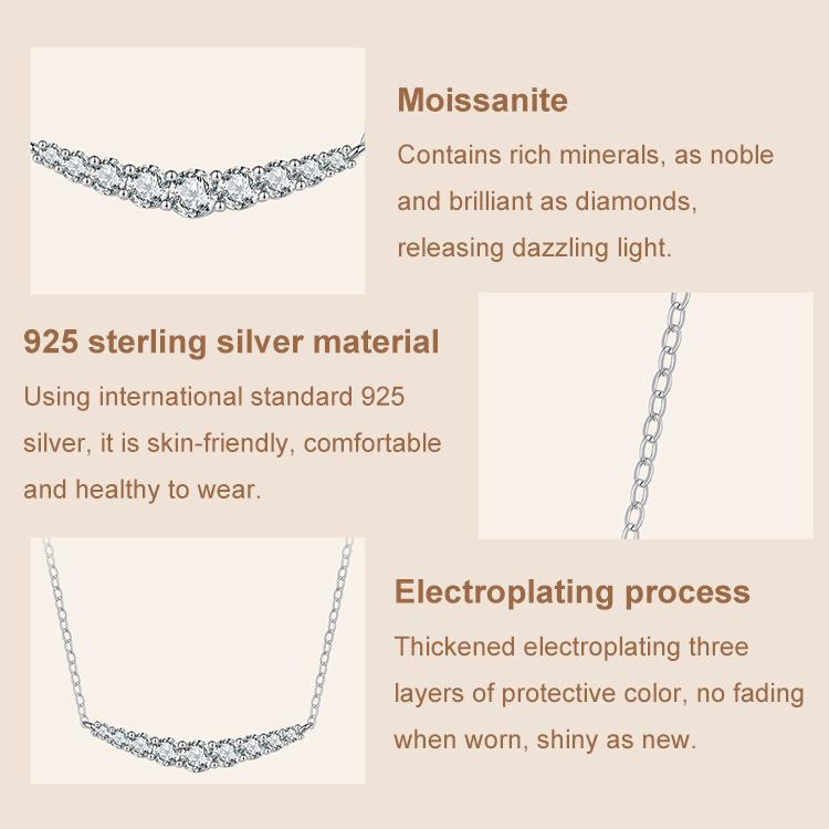 S925 Sterling Silver Smiling Moissanite Necklace Elegant Clavicle Chain