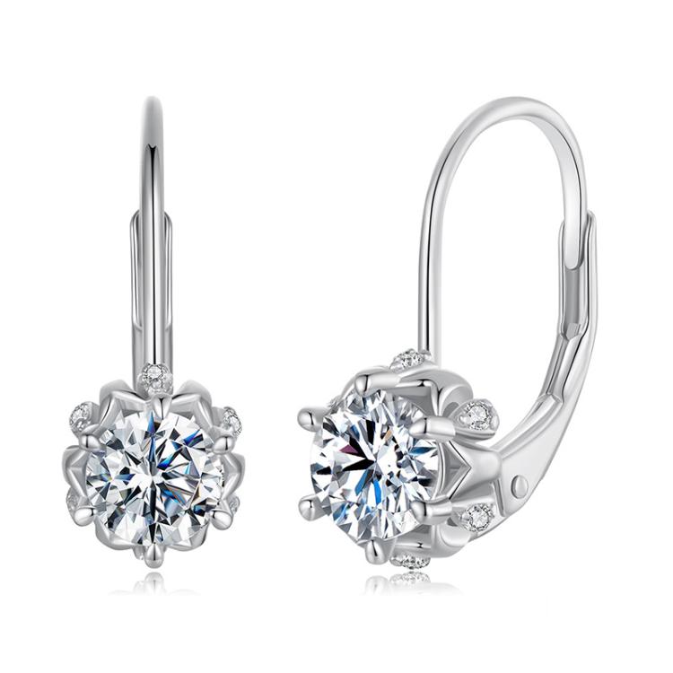 S925 Sterling Silver Platinum-Plated Shining Moissanite Bud Earrings