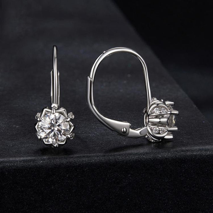 S925 Sterling Silver Platinum-Plated Shining Moissanite Bud Earrings