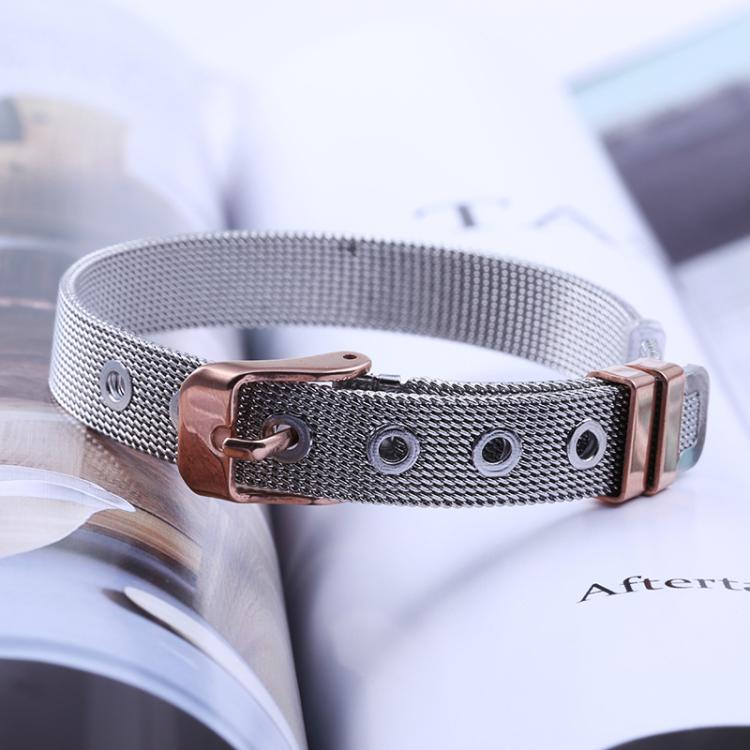 Two-Color DIY Keeper Bracelet Vacuum Electroplated Stainless Steel Watch Strap 10mm Steel Mesh Bracelet