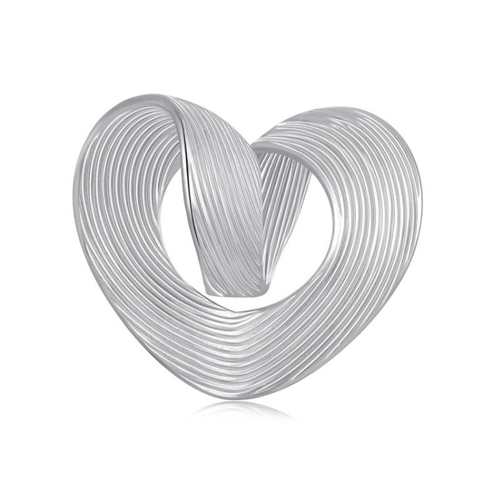 S925 Sterling Silver Platinum-plated Romantic Texture Heart DIY Beads