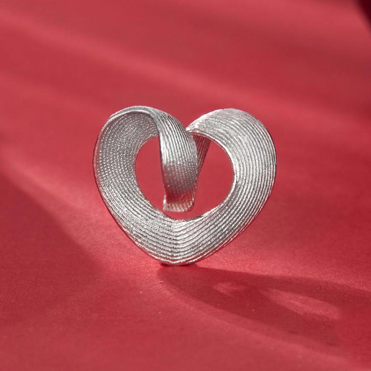 S925 Sterling Silver Platinum-plated Romantic Texture Heart DIY Beads