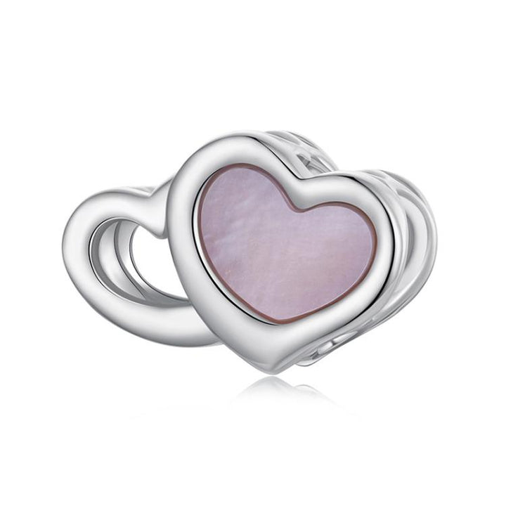 S925 Sterling Silver Platinum-plated Pink Heart DIY Beads