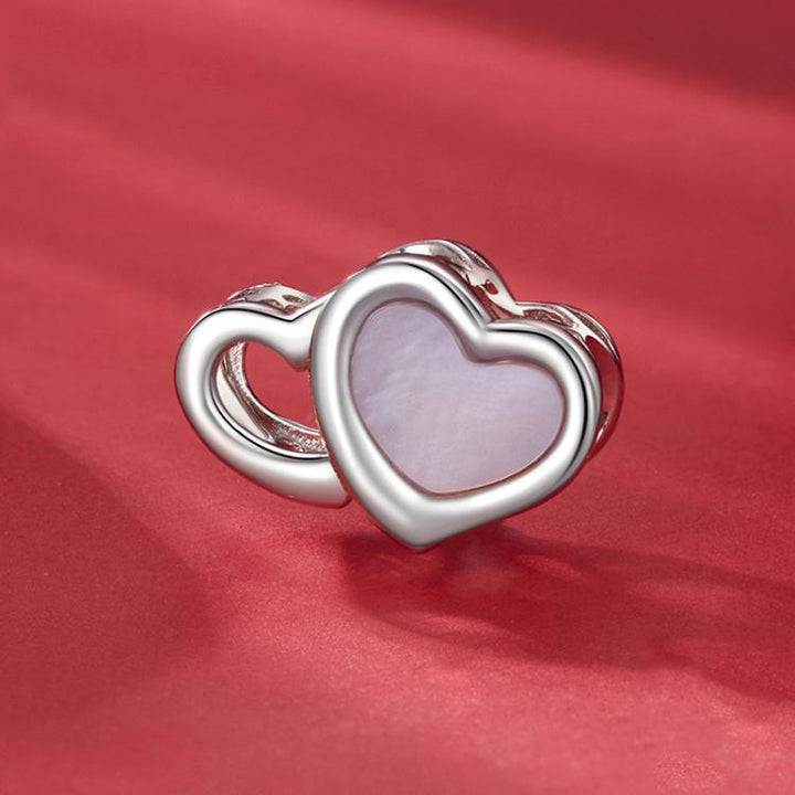 S925 Sterling Silver Platinum-plated Pink Heart DIY Beads