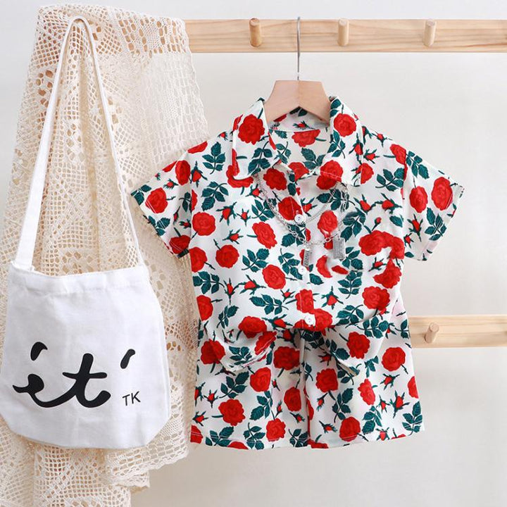 Children Summer Suit Loose Shirt Short-Sleeved Shorts, 80cm, 90cm, 100cm, 110cm, 120cm, 130cm