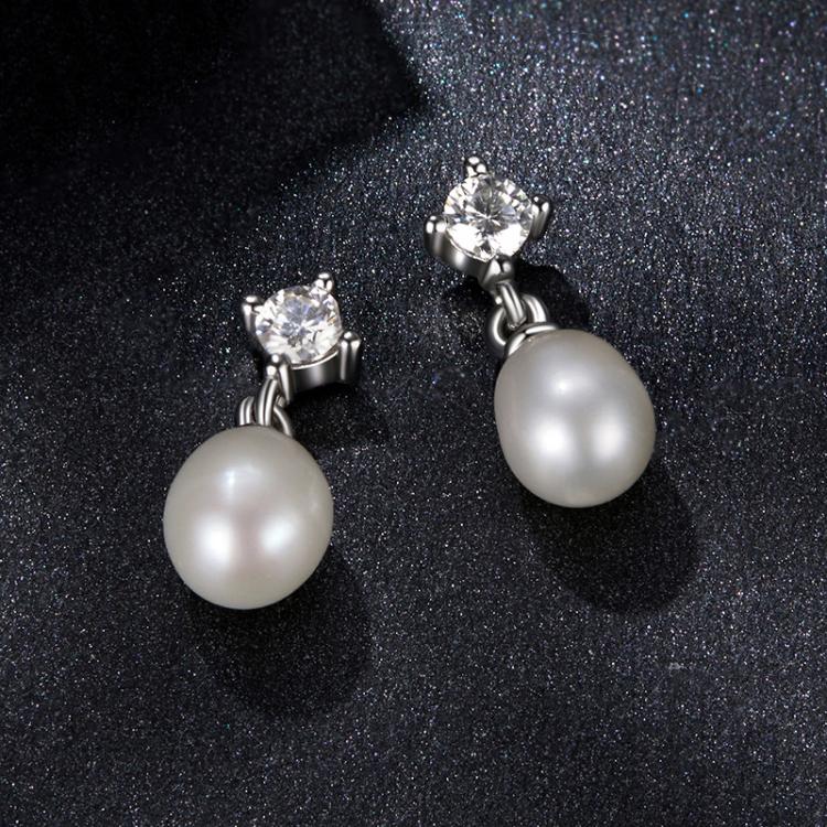 S925 Sterling Silver Natural Freshwater Pearl Moissanite Earrings