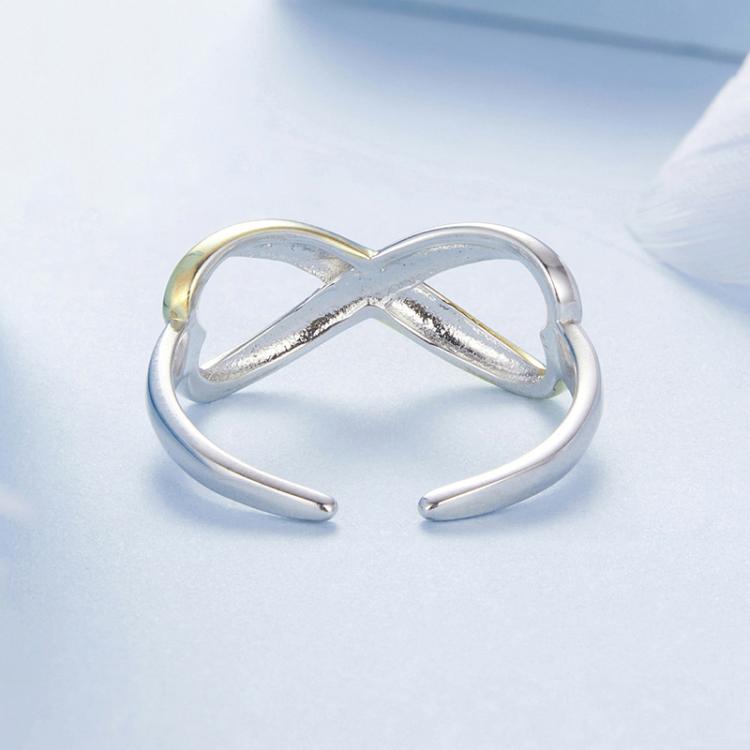 S925 Sterling Silver Electroplated Infinity Symbol Open Ring Heart Adjustable Ring