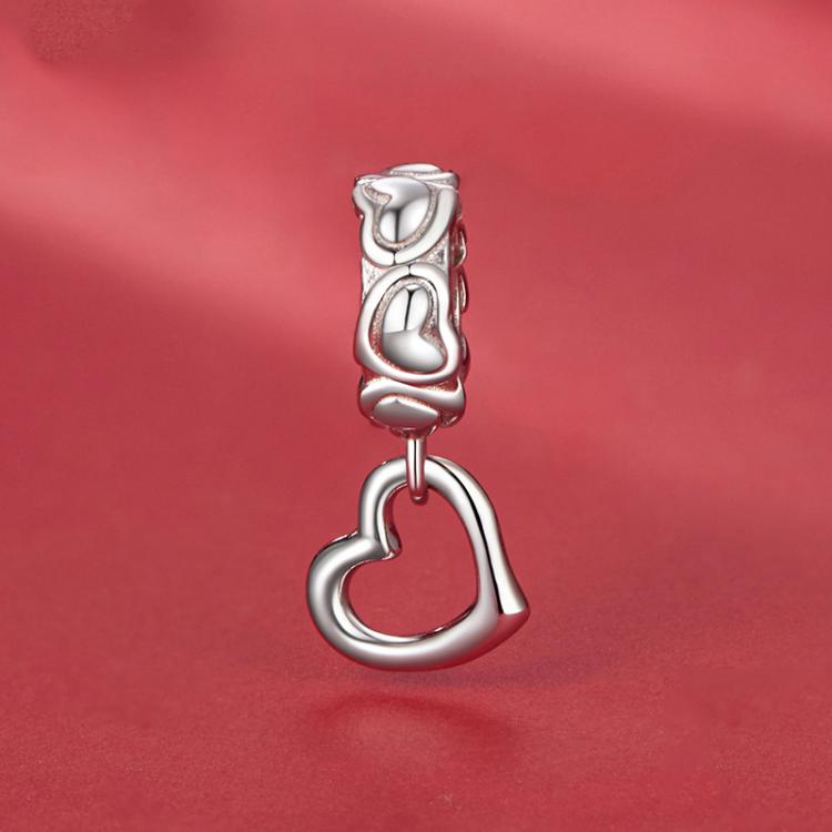 S925 Sterling Silver Dynamic Heart Silicone Spacer DIY Beads