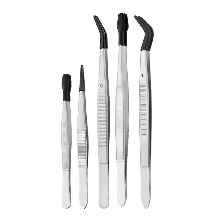 Dip Molded Stamp Clip False Eyelash Auxiliary Clip Stainless Steel Tweezer Tools, 6pcs /Set, 5pcs /Set, 4pcs /Set, 3pcs /Set, 2pcs /Set, Double Elbow Head, Single Elbow Head, Tip Head, Small Flat Head, Small Tilt Head, Large Flat Head