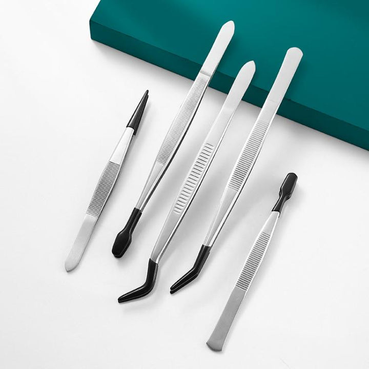 Dip Molded Stamp Clip False Eyelash Auxiliary Clip Stainless Steel Tweezer Tools, 6pcs /Set, 5pcs /Set, 4pcs /Set, 3pcs /Set, 2pcs /Set, Double Elbow Head, Single Elbow Head, Tip Head, Small Flat Head, Small Tilt Head, Large Flat Head