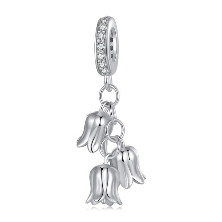 S925 Sterling Silver Platinum-Plated Lily of the Valley Bracelet Pendant Beads