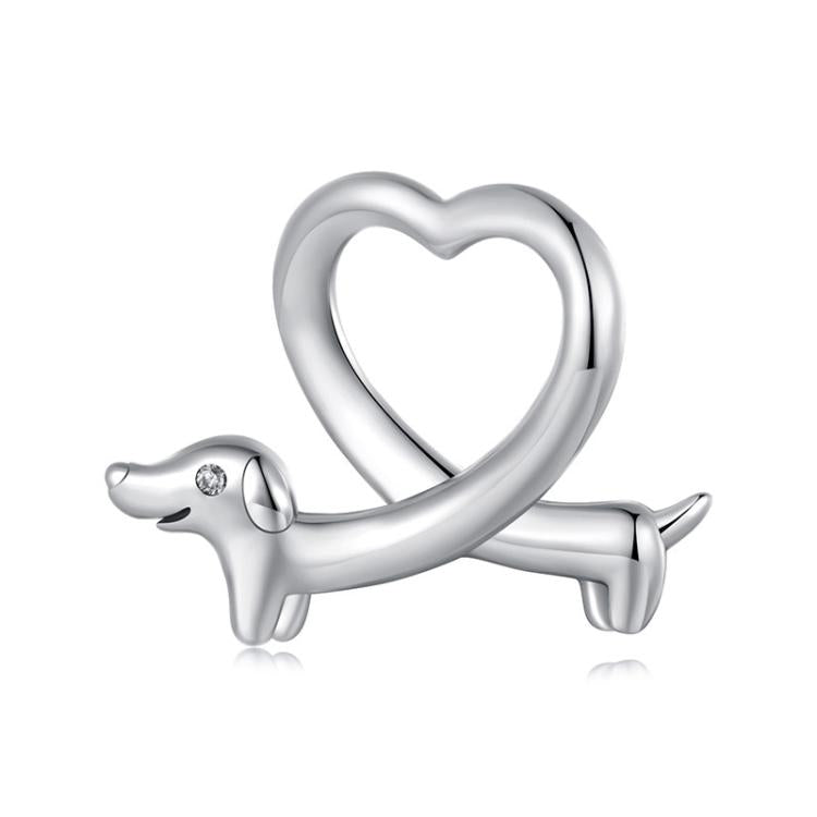 S925 Sterling Silver Funny Dachshund Beads Jewelry Animal Accessories