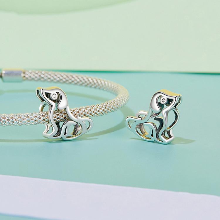 S925 Sterling Silver Cute Hollow Dog Beads Animal Bracelet Accessories