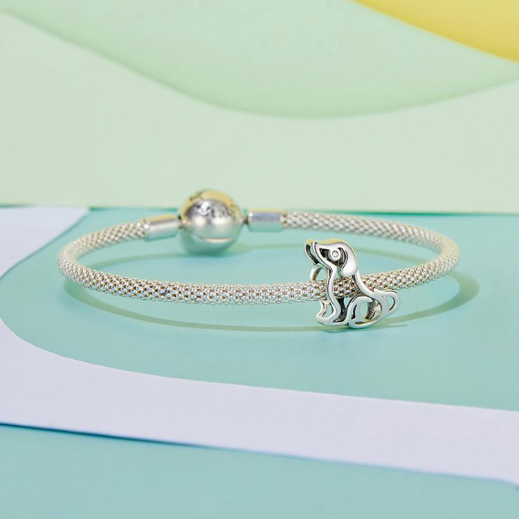 S925 Sterling Silver Cute Hollow Dog Beads Animal Bracelet Accessories