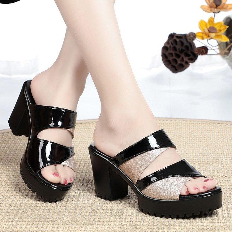 Women Summer Thick High Heel Platform Slippers Sandals Open Toe Comfortable Casual Outdoor Shoes, 35, 36, 37, 38, 39, 40