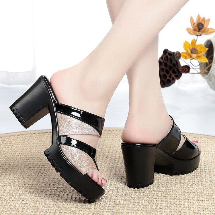 Women Summer Thick High Heel Platform Slippers Sandals Open Toe Comfortable Casual Outdoor Shoes, 35, 36, 37, 38, 39, 40