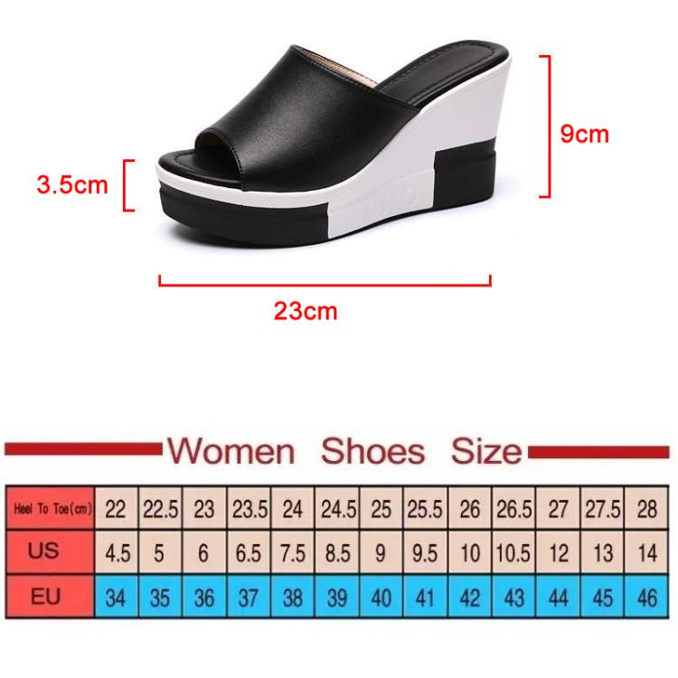 Women Soft PU Leather Platform Wedge Slide Sandals High Heel Open-Toe Slippers, 35, 36, 37, 38, 39, 40