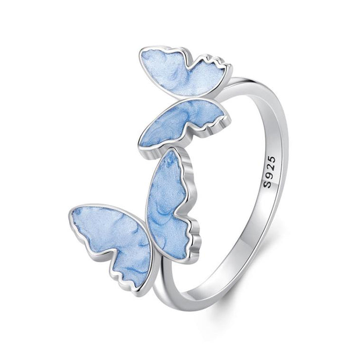 S925 Sterling Silver Elegant Butterfly Open Adjustable Ring