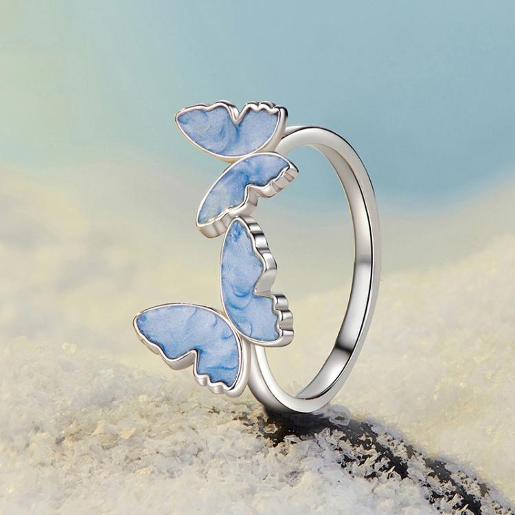 S925 Sterling Silver Elegant Butterfly Open Adjustable Ring