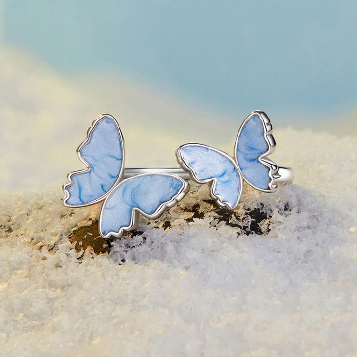 S925 Sterling Silver Elegant Butterfly Open Adjustable Ring