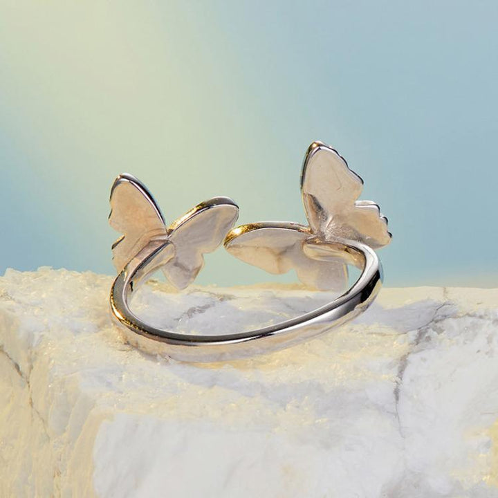 S925 Sterling Silver Elegant Butterfly Open Adjustable Ring