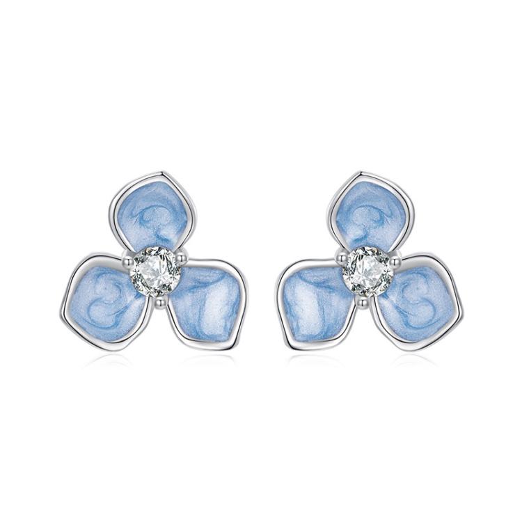 S925 Sterling Silver Platinum-Plated Sweet Flower Earrings