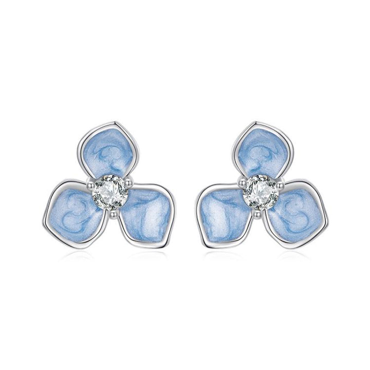 S925 Sterling Silver Platinum-Plated Sweet Flower Earrings