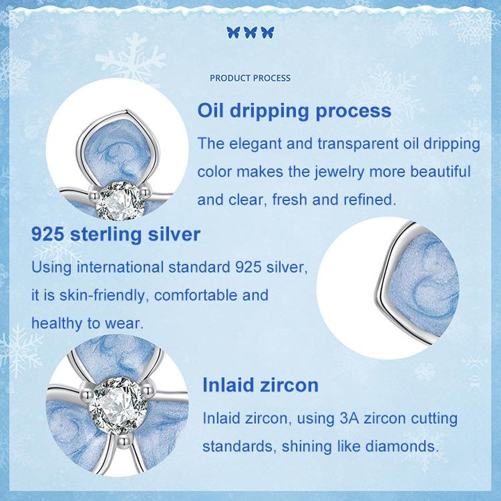 S925 Sterling Silver Platinum-Plated Sweet Flower Earrings