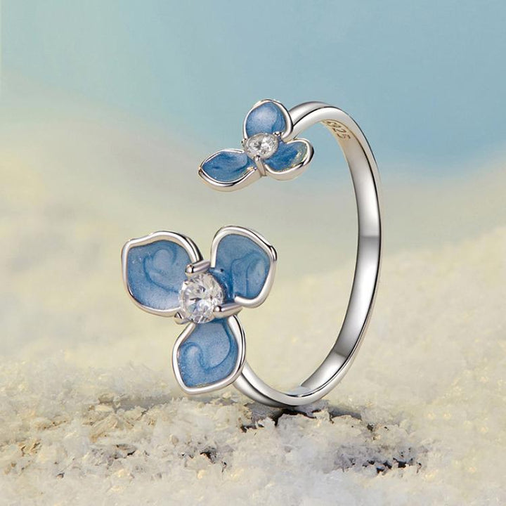 S925 Sterling Silver Oil Drop Craft Flower Opening Adjustable Ring