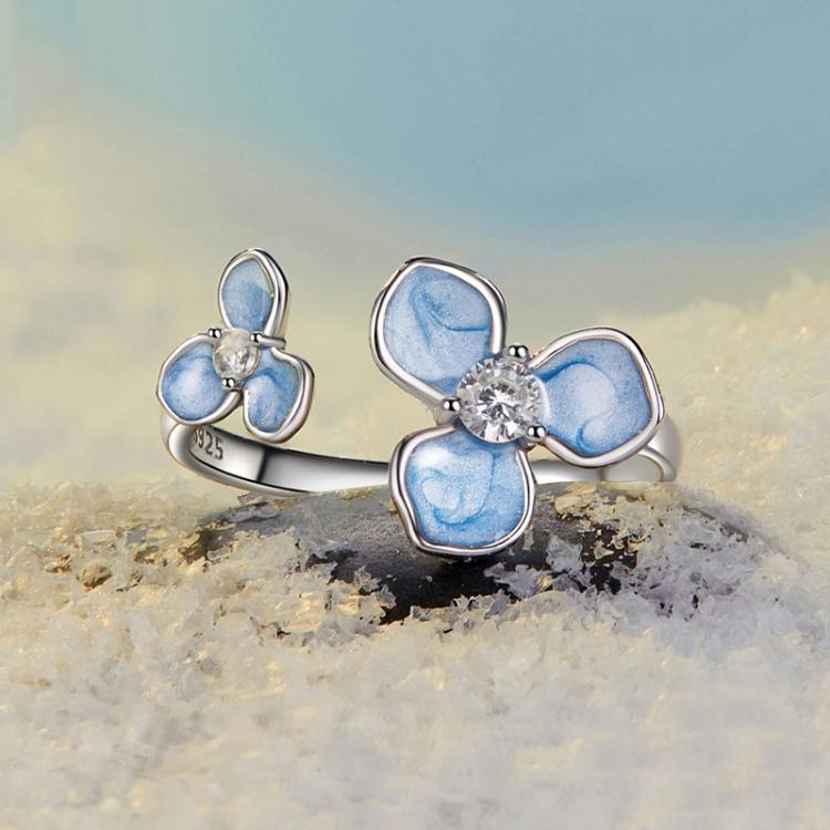 S925 Sterling Silver Oil Drop Craft Flower Opening Adjustable Ring