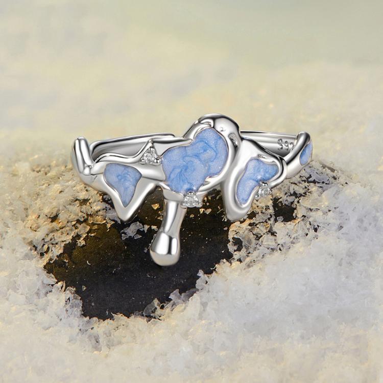 S925 Sterling Silver Melting Snow Mountain Open Adjustable Ring