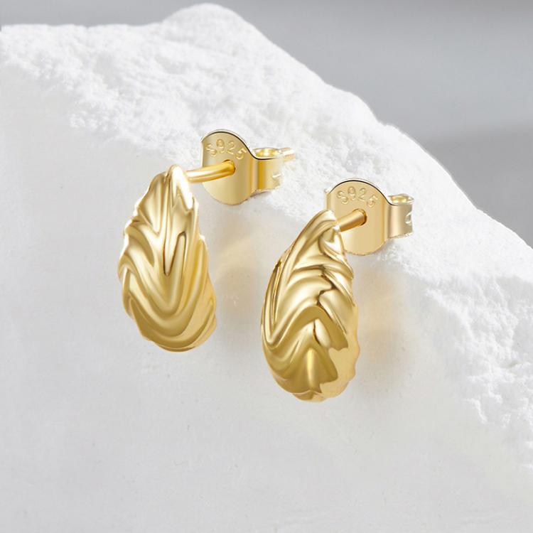 S925 Sterling Silver With Gold-plated Textured Metal Earrings