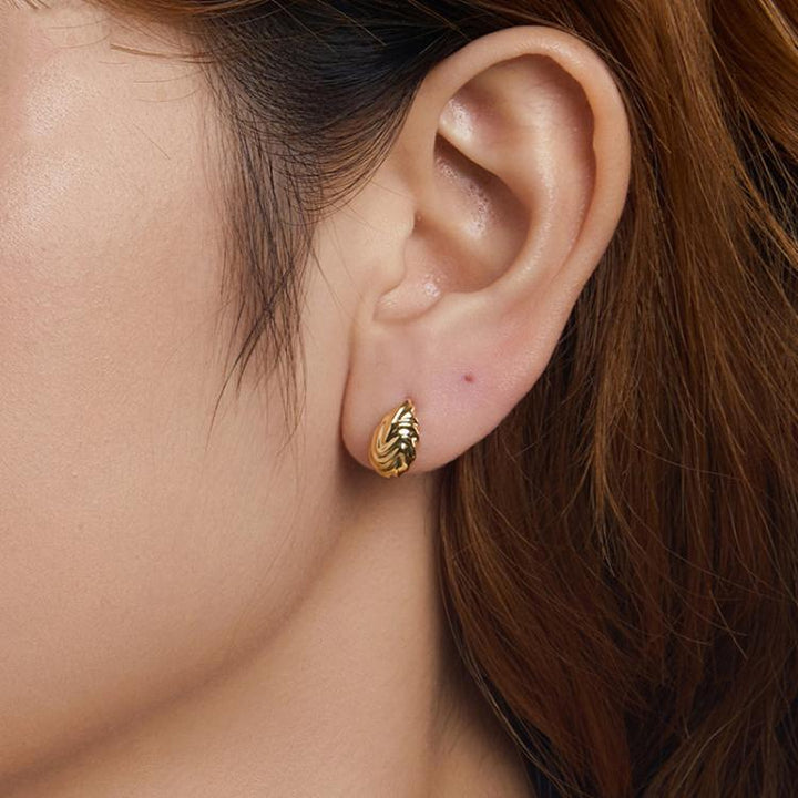 S925 Sterling Silver With Gold-plated Textured Metal Earrings